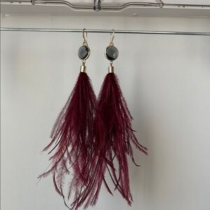 Anthropologie Elegant Feather Drop Earrings